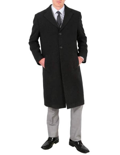 3 Button Wool/Poly Dark Charcoal Overcoat With Slanted Pockets 1   - from alligatorwarehouse.com