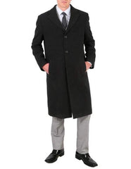 3 Button Wool/Poly Dark Charcoal Overcoat With Slanted Pockets
