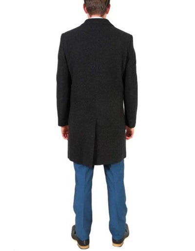 Modern Fit Poly Dark Charcoal Overcoat Wool men's Car Coat Mid Length Three quarter length coat 2   - from alligatorwarehouse.com