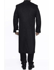 3 Button Full Length Wool Dress Ankle length Dark Charcoal Top Coat/Overcoat