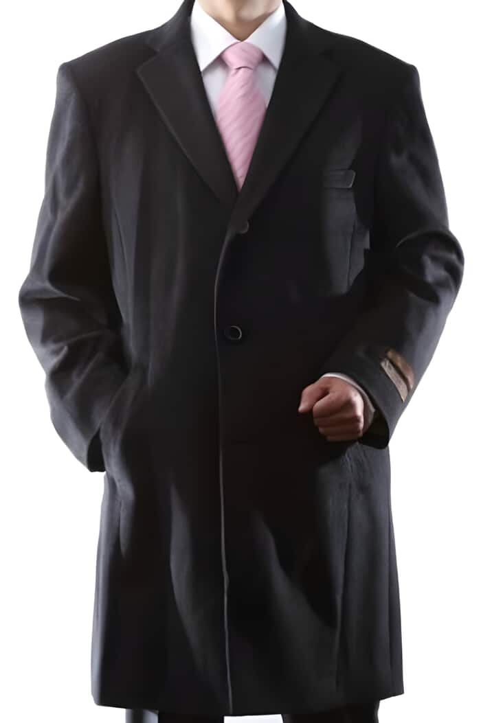 Dark Charcoal Masculine color Luxury Wool / Three-quarter Length Long men's Dress Topcoat - Winter coat ~ overcoats for men