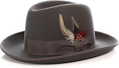 Premium Godfather Hat - Homburg Hat - Men's Homburg  Charcoal 1   - from alligatorwarehouse.com