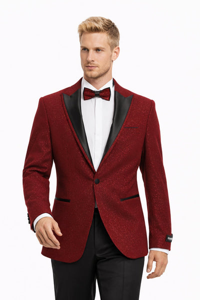 Mens Glitter Sequin Flashy in Color "Red" Tuxedo Dinner Jacket Blazer Sportcoat