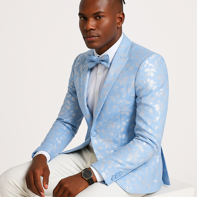 Men's slim fit sky blue & silver paisley foil print tuxedo dinner jacket for prom & wedding 4   - from alligatorwarehouse.com