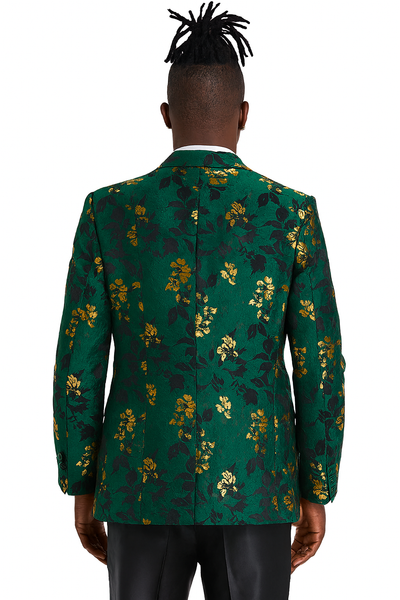 Men's slim fit hunter green and gold paisley prom and wedding tuxedo jacket 5   - from alligatorwarehouse.com