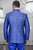 Men's royal blue paisley lace print tuxedo with double breasted vest – prom & wedding suit 5   - from alligatorwarehouse.com