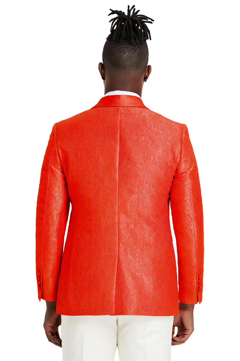 Men’s Slim Fit Tonal Paisley Tuxedo Jacket in Red for Wedding & Prom 5   - from alligatorwarehouse.com