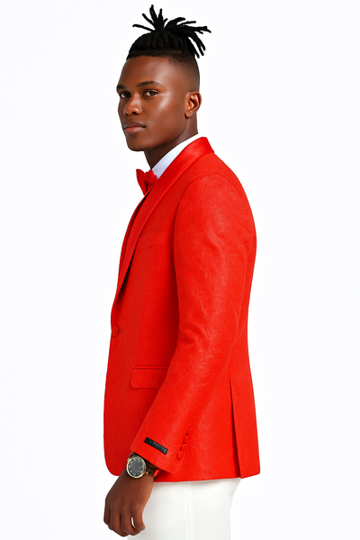 Men’s Slim Fit Tonal Paisley Tuxedo Jacket in Red for Wedding & Prom 4   - from alligatorwarehouse.com