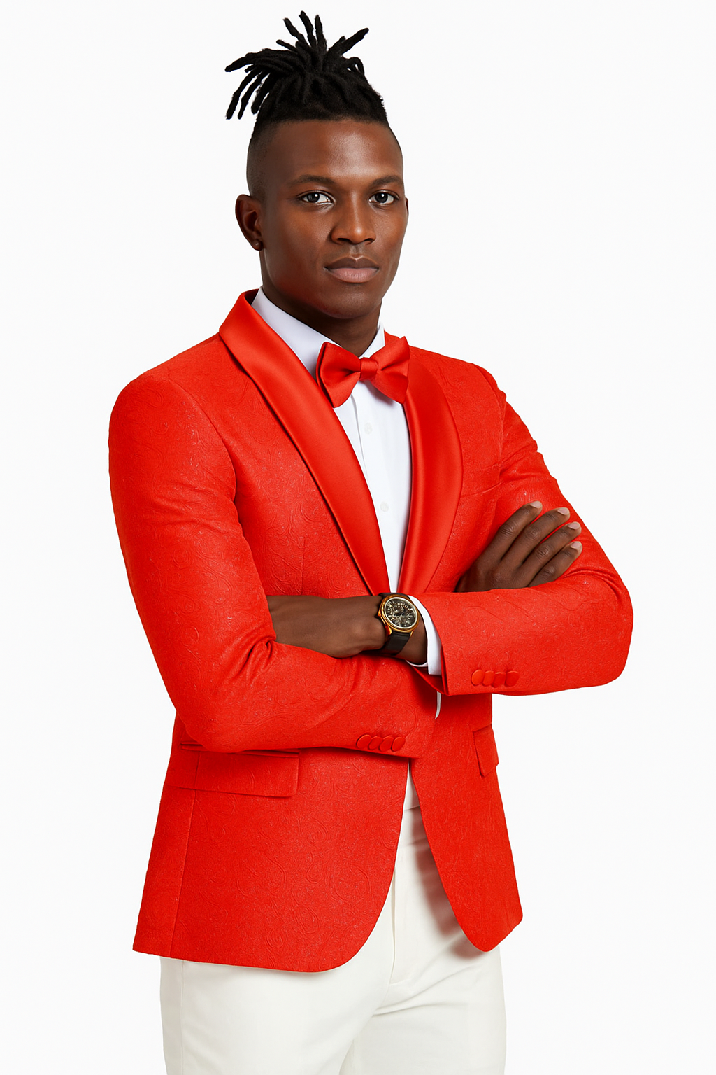 Men’s Slim Fit Tonal Paisley Tuxedo Jacket in Red for Wedding & Prom 2   - from alligatorwarehouse.com