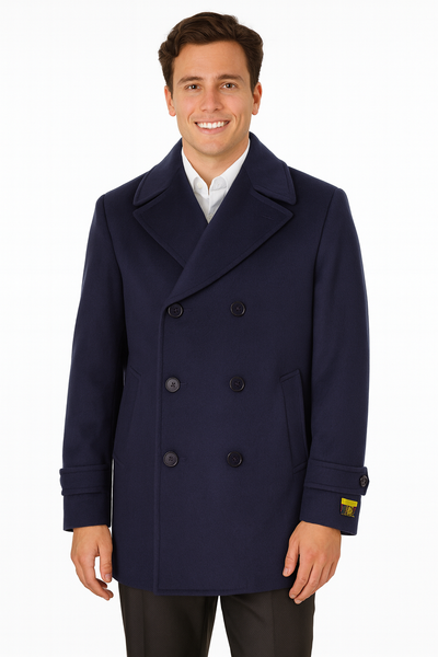 Big & Tall Men's Wool Peacoat – Classic Double Breasted Overcoat 4 ALB-553-4XL-NAV  - from alligatorwarehouse.com