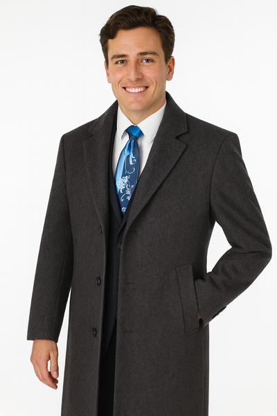 Men's Charcoal Grey Wool & Cashmere Overcoat – Classic Full Length 1 SO1CL48-Cha-S  - from alligatorwarehouse.com