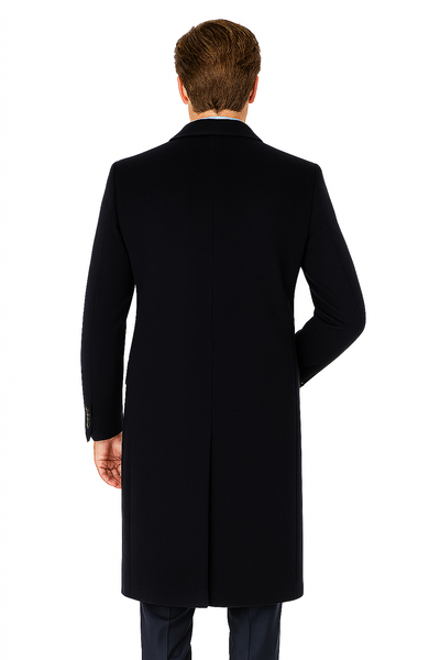 Pure Wool Full-Length Men’s Navy Overcoat – Classic Winter Dress Coat 2 CS9-Navy-S  - from alligatorwarehouse.com