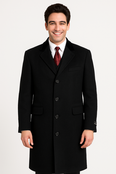 Black Cashmere Chesterfield Overcoat – 1920s Full Length Topcoat 1   - from alligatorwarehouse.com