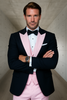 Men’s Black and Pink Wool Tuxedo – Designer Vested Tuxedo with Contrast Satin Peak Lapel for Wedding & Prom 4   - from alligatorwarehouse.com