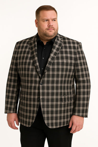Mens Black and White Plaid Blazer – Modern Fit Checkered Windowpane Pattern Business Sport Coat 4   - from alligatorwarehouse.com