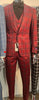 Mens Burgundy Plaid Three-Piece Suit – Ultra Slim Fit Checkered Windowpane Redish 544-10 3   - from alligatorwarehouse.com