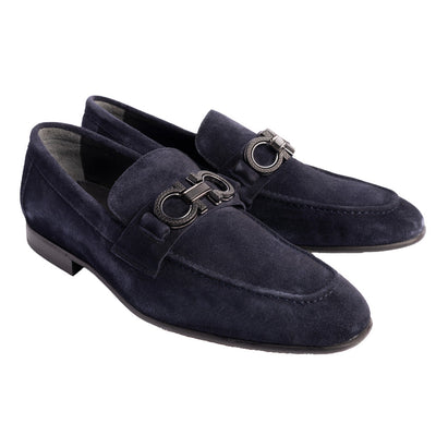 P00073 Chello- Buckle Loafer- Navy suede