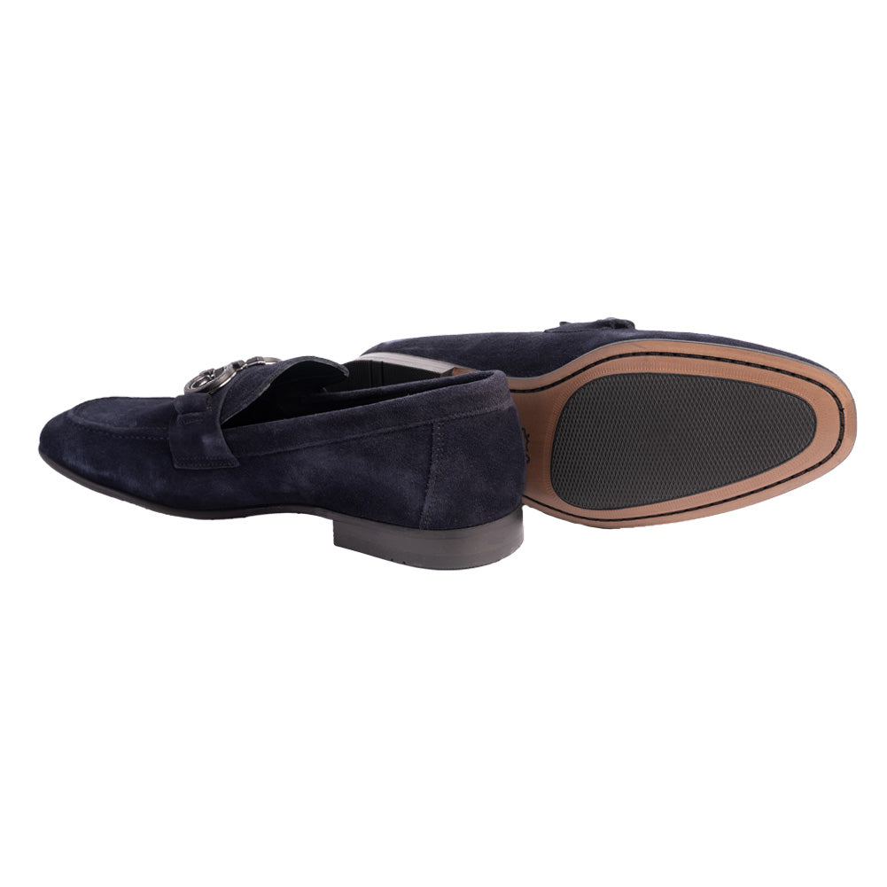 P00073 Chello- Buckle Loafer- Navy suede