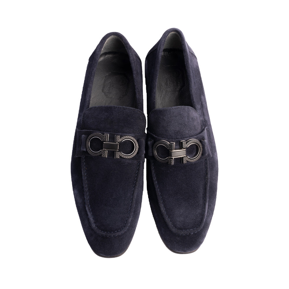 P00073 Chello- Buckle Loafer- Navy suede