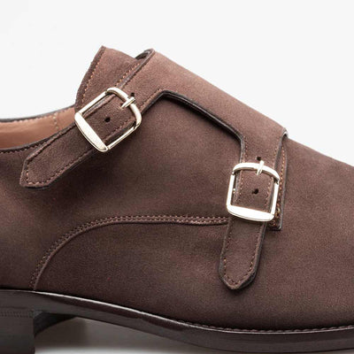 Actore II Chestnut Suede Double Monk Strap Shoes By Mezlan Made In Spain Brand 3   - from alligatorwarehouse.com