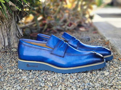 Chic Patina Burnished Penny Loafer 1 KS518-03OCEANBLUE8  - from alligatorwarehouse.com