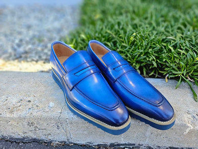 Chic Patina Burnished Penny Loafer 2 KS518-03OCEANBLUE8  - from alligatorwarehouse.com