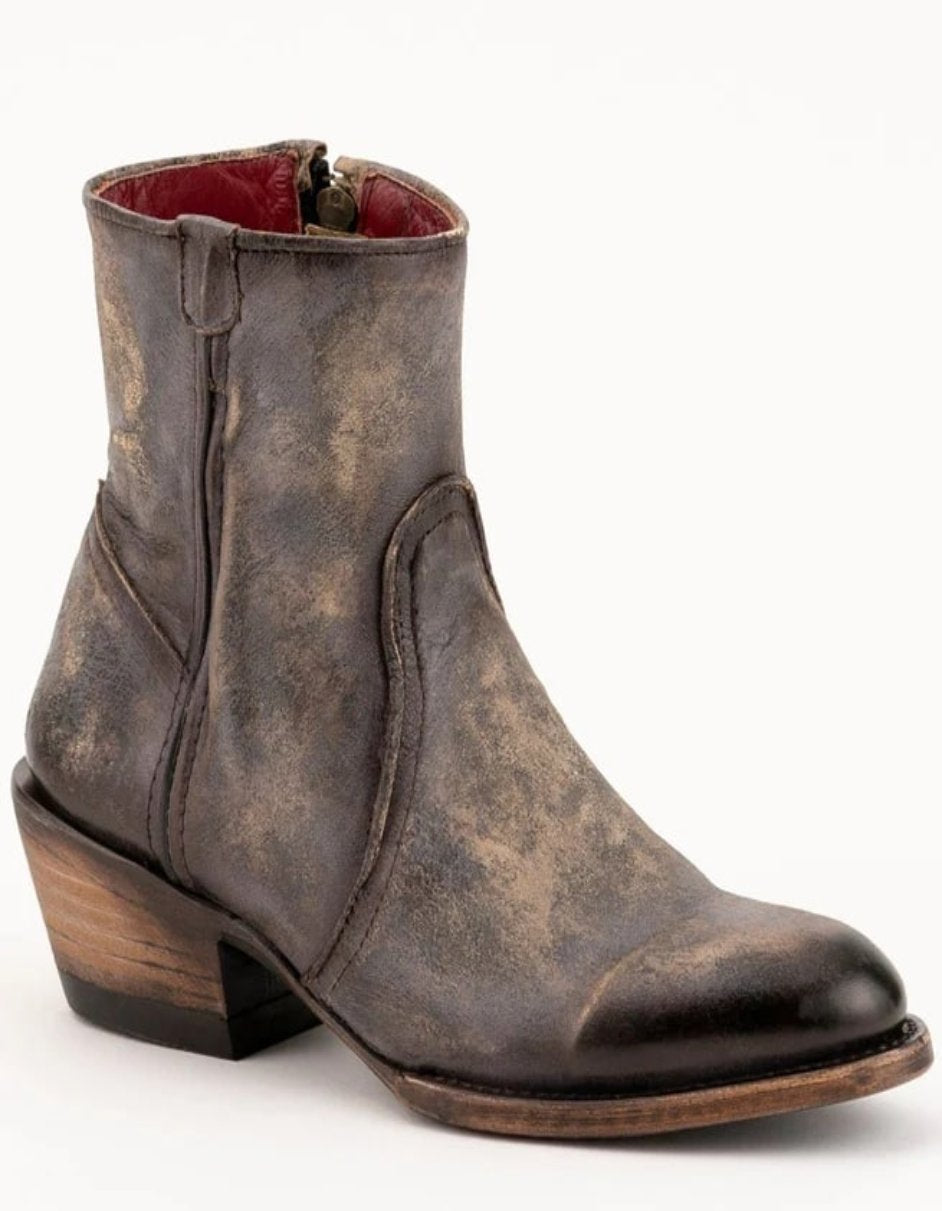 Ferrini Women's Stacey Round Toe Ankle Boots Handcrafted - Chocolate