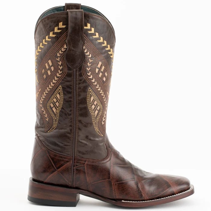 J Toe Cowboy Boots - J Toe Western Boots - Ferinni Boot - Mens Dress Cowboy Boot  - Ferrini Jesse Men's Print Alligator Boots Handcrafted Chocolate   in Chocolate Color