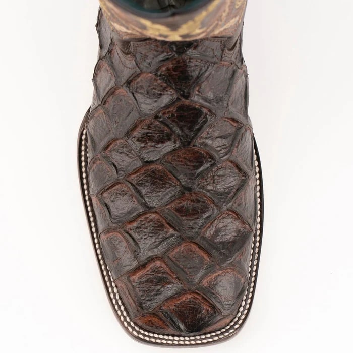 Ferinni Boot - Mens Dress Cowboy Boot  - Ferrini Bronco Men's Print Pirarucu Fish Boots Handcrafted Chocolate  in Chocolate