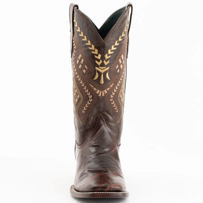 J Toe Cowboy Boots - J Toe Western Boots - Ferinni Boot - Mens Dress Cowboy Boot  - Ferrini Jesse Men's Print Alligator Boots Handcrafted Chocolate   in Chocolate Color 4 43593-09-085-D  - from alligatorwarehouse.com
