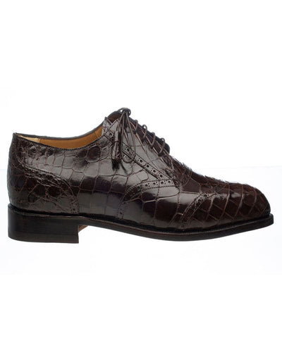 Ferrini Shoes - Mens Alligator Dress Shoe - Ferrini 3673 Belly Alligator Wingtip Shoes Chocolate 1 F3673-TM-105  - from alligatorwarehouse.com