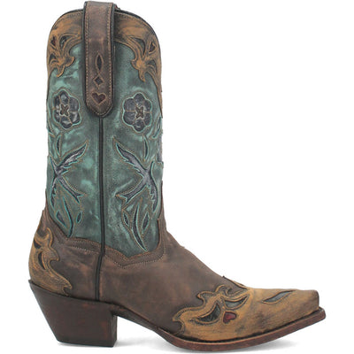 Dan Post Womens Vintage Bluebird Chocolate & Teal 11 Snip Toe Cowboy Boot 1 DP3544_6_M  - from alligatorwarehouse.com