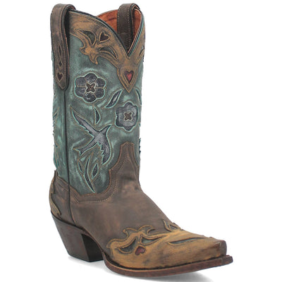 Dan Post Womens Vintage Bluebird Chocolate & Teal 11 Snip Toe Cowboy Boot 6 DP3544_6_M  - from alligatorwarehouse.com
