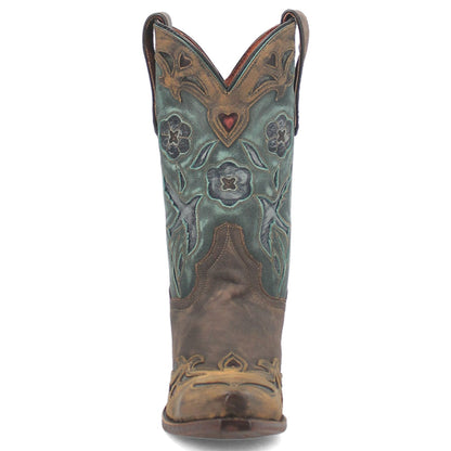 Dan Post Womens Vintage Bluebird Chocolate & Teal 11 Snip Toe Cowboy Boot