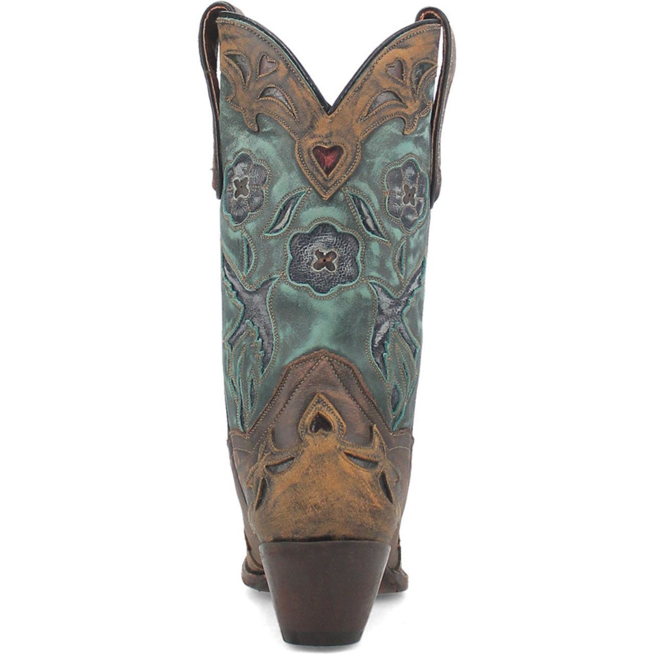 Dan Post Womens Vintage Bluebird Chocolate & Teal 11 Snip Toe Cowboy Boot