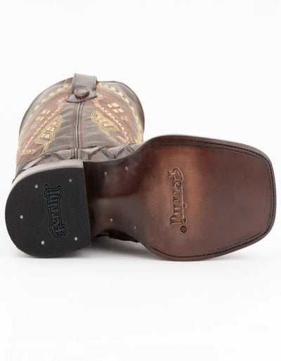 Ferrini Bronco Men's Print Pirarucu Fish Boots Handcrafted Chocolate 6 93393-09-080-B  - from alligatorwarehouse.com