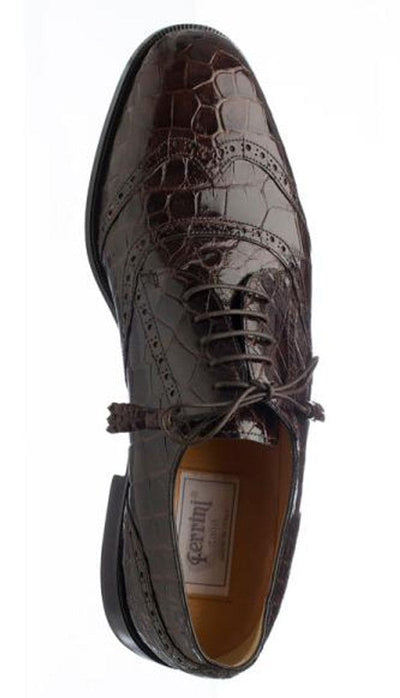 Alligator Belly Shoes Chocolate Brown Ferrini Mens Wingtip 2 F3673-TM-105  - from alligatorwarehouse.com