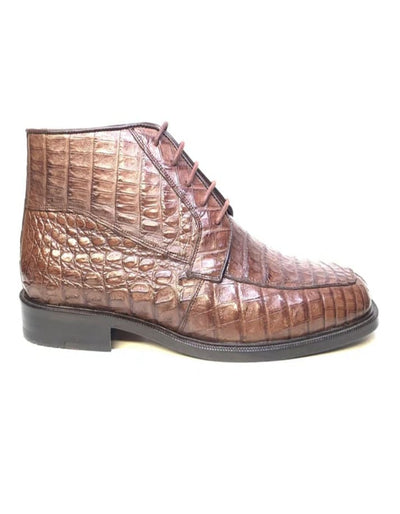 Los Altos Chocolate Brown Crocodile Lace Up Ankle Boots 3   - from alligatorwarehouse.com