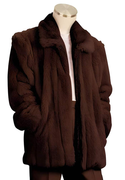 Faux Fur 3/4 Length Coat Coco Chocolate brown Overcoat 1   - from alligatorwarehouse.com
