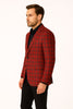 Mens Red Plaid Modern Fit Windowpane Check Blazer - Christmas Holiday Sport Coat Tartan Look 2   - from alligatorwarehouse.com