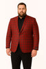 Mens Red Plaid Modern Fit Windowpane Check Blazer - Christmas Holiday Sport Coat Tartan Look 4   - from alligatorwarehouse.com