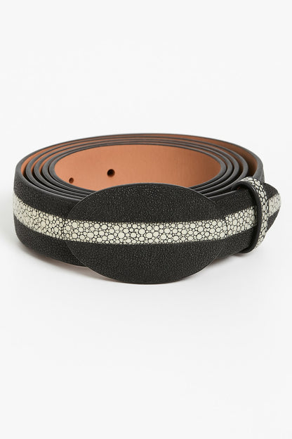 Cinto de Mantarraya Imitacion Perla Completa Color Negro 8C111405