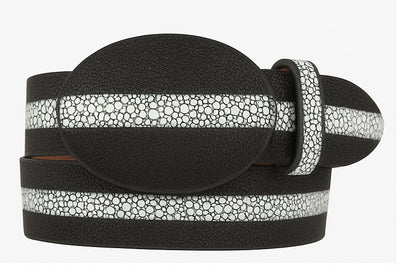 Cinto de Mantarraya Imitacion Perla Completa Color Negro 8C111405 6 LAB-8C111405-32  - from alligatorwarehouse.com