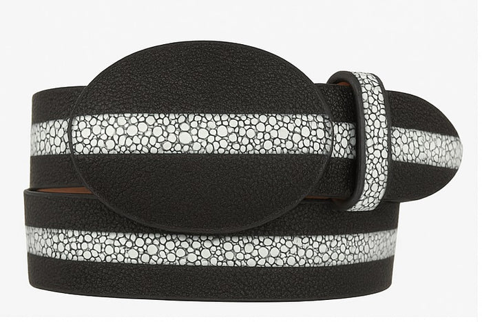 Cinto de Mantarraya Imitacion Perla Completa Color Negro 8C111405