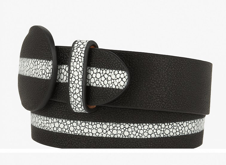 Cinto de Mantarraya Imitacion Perla Completa Color Negro 8C111405