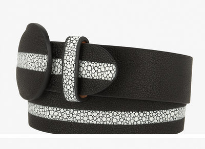 Cinto de Mantarraya Imitacion Perla Completa Color Negro 8C111405 8 LAB-8C111405-32  - from alligatorwarehouse.com