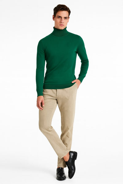 Mens Classic Emerald Green Turtleneck Sweater – Slim Fit Knit Pullover 1   - from alligatorwarehouse.com