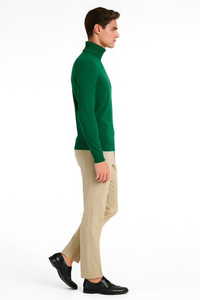 Mens Classic Emerald Green Turtleneck Sweater – Slim Fit Knit Pullover 2   - from alligatorwarehouse.com