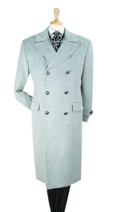 Mens Light Gray Double-Breasted Wool Overcoat – Classic Long Dress Coat for Winter 5   - from alligatorwarehouse.com