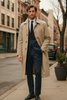 Mens Beige Trench Coat – Classic Long Overcoat with Button Front - Raincoat in Khaki Color 6   - from alligatorwarehouse.com